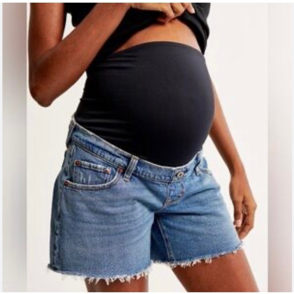 Abercrombie & Fitch The Dad Short Maternity Denim Distressed OverThe Belly 30/10 - Picture 2 of 11
